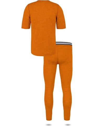 Normani Outdoor Sports Herren Merino-Set T-Shirt und Unterhose in Orange