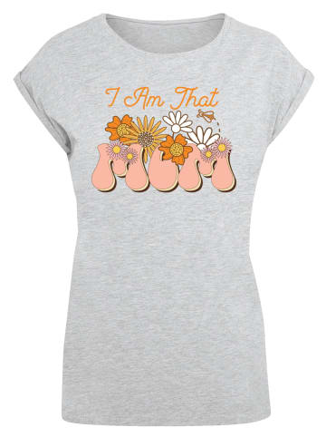 F4NT4STIC T-Shirt Muttertag Blumen Mama in grau meliert