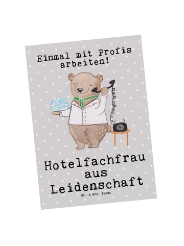 Mr. & Mrs. Panda Wanddeko Hotelfachfrau Leidenschaft mit Spruch in Grau Pastell