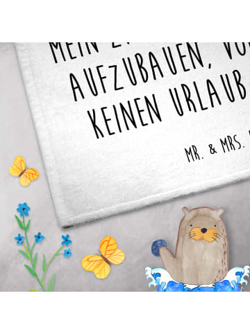 Mr. & Mrs. Panda Handtuch Pinguin Lagerfeuer mit Spruch in Weiß