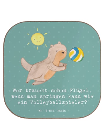 Mr. & Mrs. Panda Untersetzer Gläser Volleyball Sprung mit Spruch in Meeresbrise