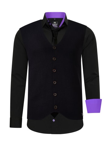 Rusty Neal Hemd mit Weste und Krawatte in Schwarz / Lila