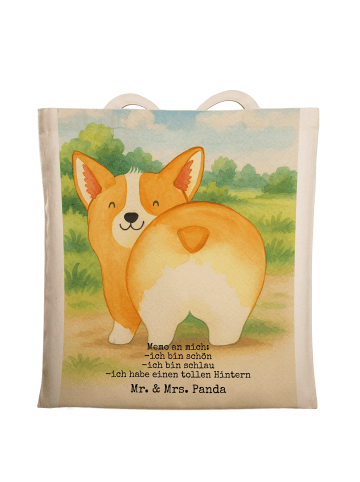 Mr. & Mrs. Panda Tragetasche Corgi Po Design mit Spruch in Weiß