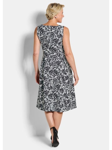 GOLDNER Crêpe-Kleid Elegantes Jerseykleid mit Faltenrock in schwarz / weiß / gemustert