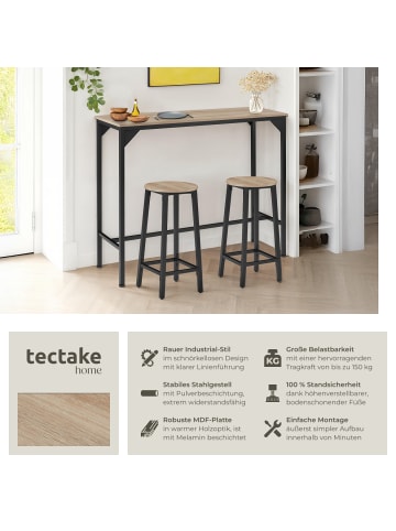 tectake Bartisch Kerry 120 x 40 x 100,5 cm, Industrial Holz hell, Eiche Sonoma