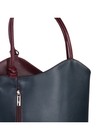 Toscanto Toscanto Schultertasche, Rucksack Leder blau, braun ca. 28cm