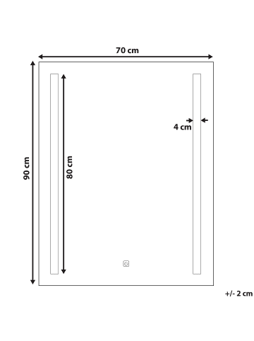 Beliani Badezimmerspiegel MARTINET in Silber - (W) 70 x (H) 90 x (L) 4 cm Vertikal