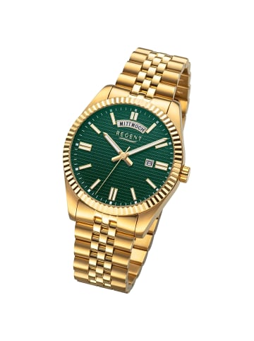 Regent Analog-Armbanduhr Regent Metallarmband gold groß (ca. 40mm)
