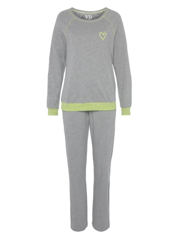 VIVANCE DREAMS Pyjama in grau/neon-gelb