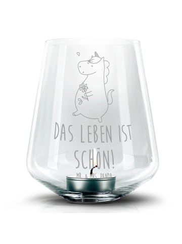 Mr. & Mrs. Panda Graviertes Windlicht Einhorn Spaziergang mit Sp... in Transparent