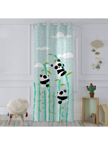Happy Friday Panda garden blue Vorhang