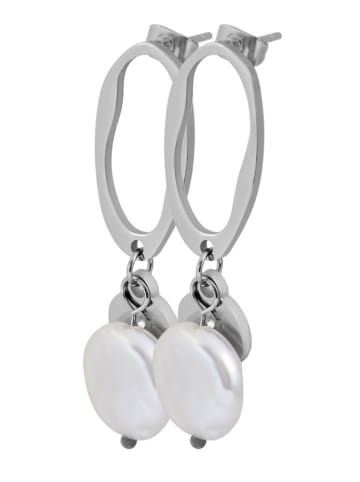 Adeliás Damen Ohrringe – Ohrstecker aus Edelstahl mit Süßwasserperle in silber