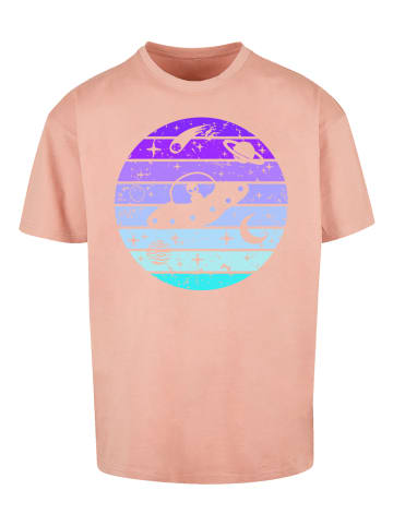 F4NT4STIC Heavy Oversize T-Shirt Retro Alien Weltraum Sonnenuntergang in amber