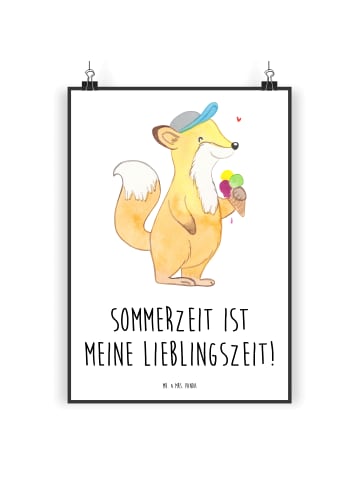 Mr. & Mrs. Panda Plakat Sommer Freude mit Spruch in Weiß