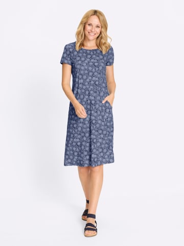 Sieh an! Jerseykleid in taubenblau-marine-bedruckt