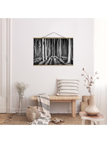WALLART Stoffbild mit Posterleisten - Geisterwald in Schwarz-Weiß