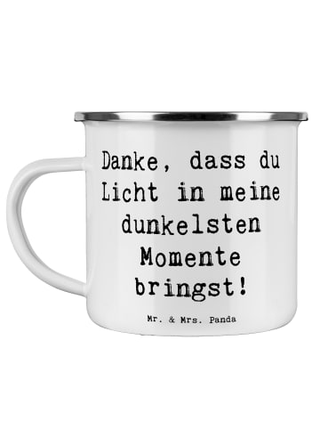 Mr. & Mrs. Panda Camping Emaille Tasse Spruch Herztherapeut Lich... in Weiß