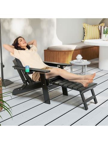 COSTWAY Adirondack Stuhl mit Fußstütze in Schwarz