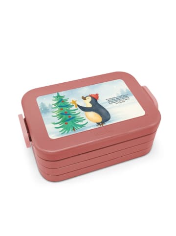 Mr. & Mrs. Panda Bentobox Pinguin Weihnachtsbaum Design mit Spruch in Rot Pastell
