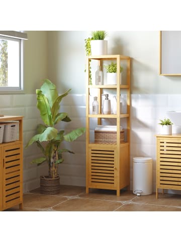 HOMCOM Badschrank-36L x 33B x 140H cm-Naturholz