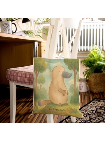 Mr. & Mrs. Panda Tote Bag Schnabeltier Mut Design ohne Spruch in Weiß