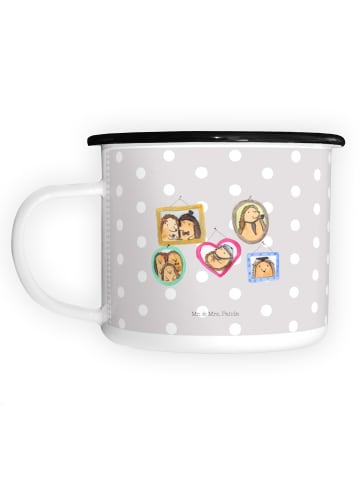 Mr. & Mrs. Panda XL Emaille Tasse Igel Familie ohne Spruch in Grau Pastell