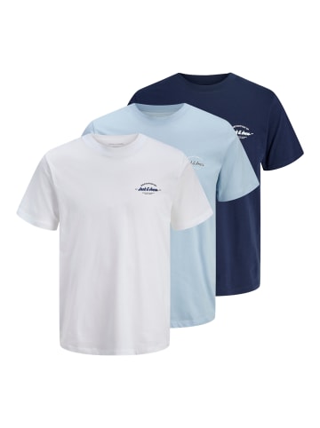 JACK & JONES Junior 3er Pack T-Shirts JJBRANDON TEE S/S CREW NECK in Dunkelblau