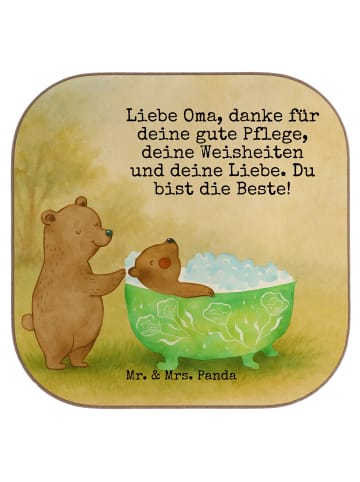 Mr. & Mrs. Panda Eckiger Untersetzer Oma Baden Design mit Spruch in Weiß