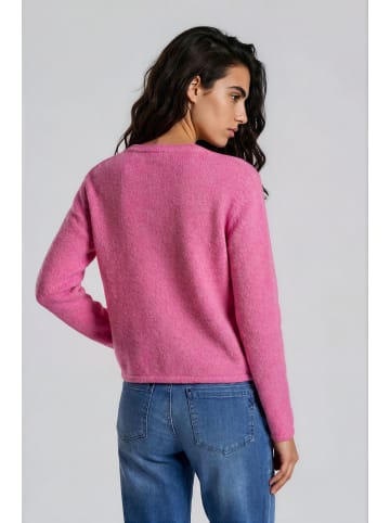 Milano Italy Strickjacke mit Rundhalsausschnitt und Fronttasche in Pink