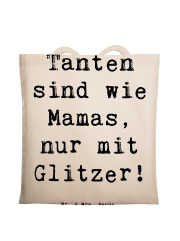 Mr. & Mrs. Panda Umhängetasche Spruch Glitzernde Tante mit Spruch in Creme