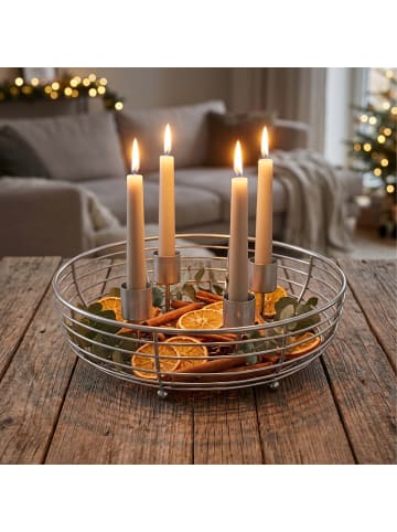 relaxdays Adventskranz in Silber - (H)6 x Ø 20,5 cm