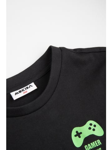 MOKIDA Baumwoll-T-Shirt mit kurzen Ärmeln in schwarz