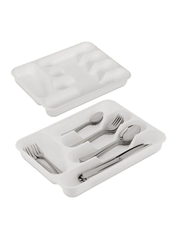 relaxdays 10 x Besteckkasten in Weiß - (B)24,5 x (H)4 x (T)32,5 cm