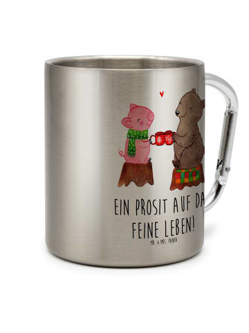Mr. & Mrs. Panda Tasse Glühschwein Sause mit Spruch in Silber