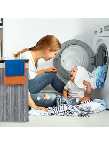 relaxdays Wäschekorb in Grau - (B)55 x (H)63 x (T)35 cm