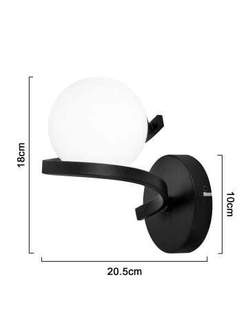 ZMH Wandleuchte in weiß Glas 1-flammige G9 Glaskugel Design Metall Ganglampe