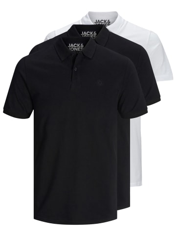 Jack & Jones 3er-Set Poloshirt in Black/Black/White