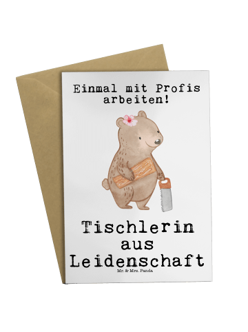 Klappkarte Tischlerin Leidenschaft mit Spruch in Weiß