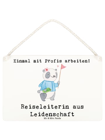 Mr. & Mrs. Panda Türschild Reiseleiterin Leidenschaft mit Spruch in Weiß