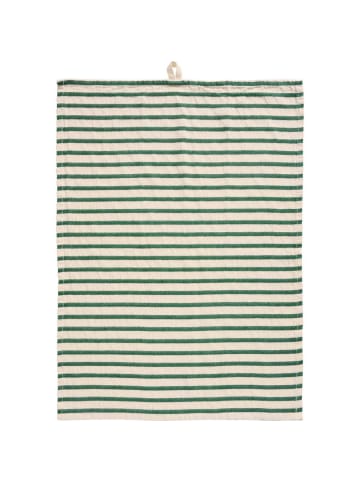IB Laursen Geschirrtuch ESKE Natur mit Grünen Querstreifen