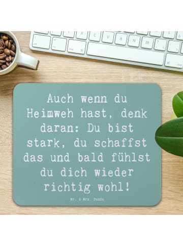 Mr. & Mrs. Panda Maus-Pad Spruch Heimweh überwinden mit Spruch in Meeresbrise
