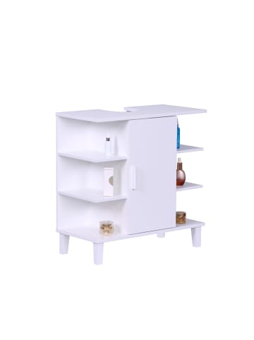 relaxdays Waschbeckenunterschrank in Weiß - (B)64 x (H)65 x (T)31 cm