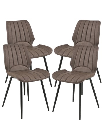 en.casa 4er-Set Esszimmerstuhl Mendoza in Braun (H)77cm (B)57.5cm (T)46cm