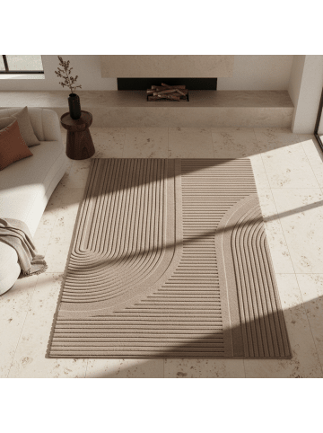 KADIMA DESIGN Teppich Kurzflor Waschbar Boho LAVAREDO Strapazierfähig OEKO-TEX in Beige