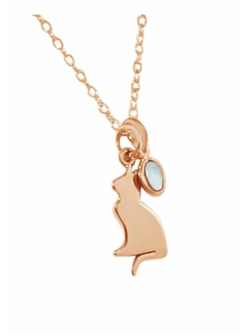 Gemshine Halskette Katze Chalcedon Edelstein Haustier in rose gold coloured