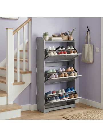 VASAGLE Schuhschrank Siren in Grau - (B)60 x (H)121.2 x (T)24 cm