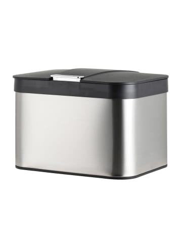 relaxdays Biomülleimer in Silber/ Schwarz - 4,5 L