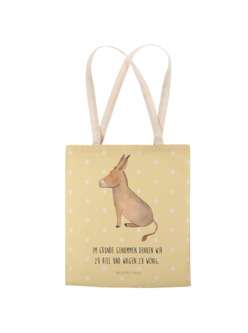 Mr. & Mrs. Panda Tasche Esel mit Spruch in Gelb Pastell