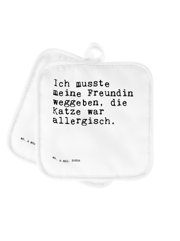 Mr. & Mrs. Panda Topflappen Ich musste meine Freundin... mit Spruch in Weiß