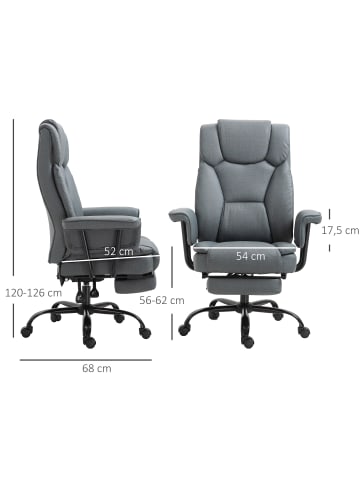 Vinsetto Bürostuhl-68L x 80B x 120–126H cm-Grau